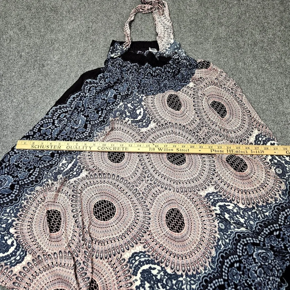 Boho Midi Skirt Size 23 Blue Pink Mandala Handkerchief Flowy‎ Festival Geometric